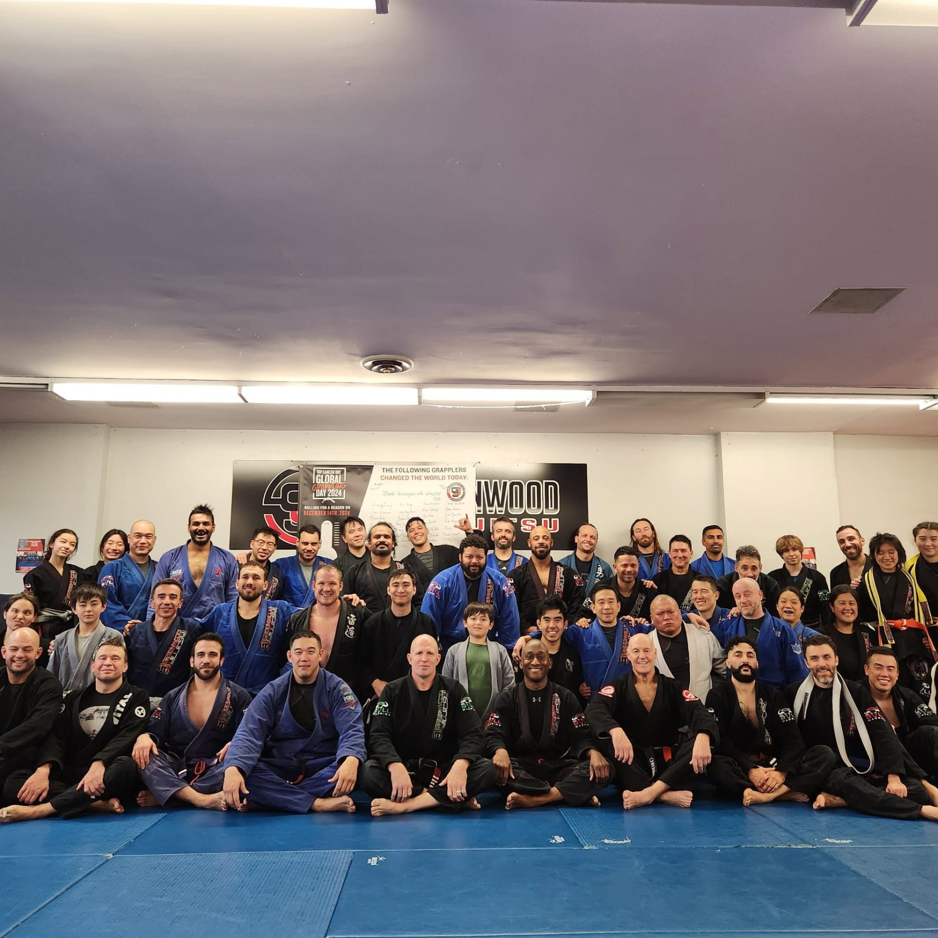Large academy group gathered for Global Grappling Day